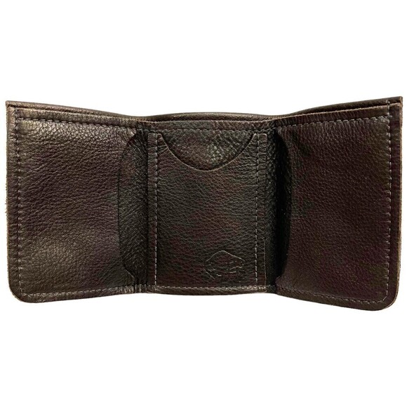 The Leather Store TLS Bison Hide Leather Tri-Fold Wallet Chocolate Helena MT - Picture 4 of 10